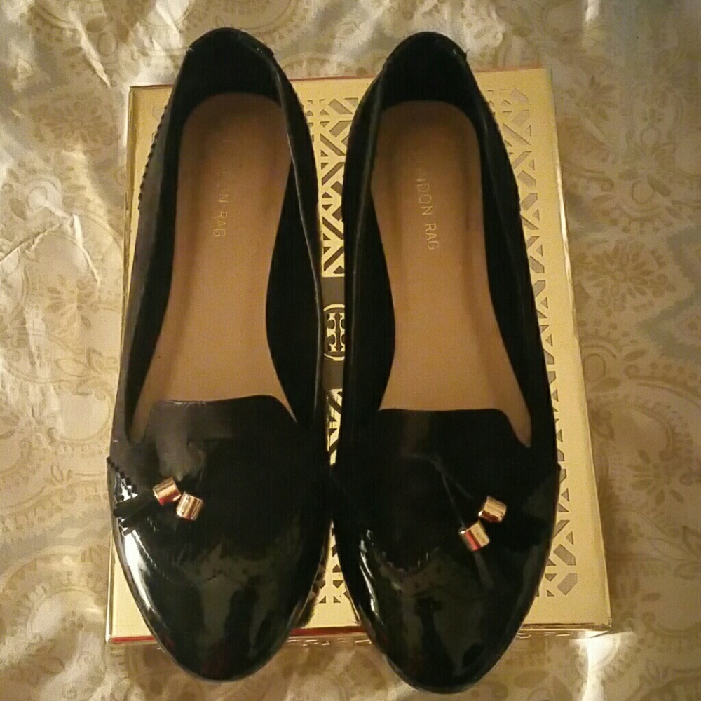 Black patent flats by London Rag